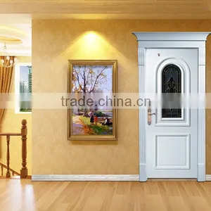 High-quality Rome Style Main Entrance Wooden Door With Art Glass for Hous Design thumbnail-3