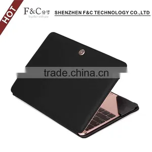 Shenzhen F&C Hand-crafted Premium PU Leather Material Folio Cover for Macbook Case 11" 12" 13" 15" Compatible thumbnail-2