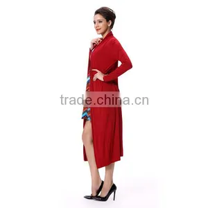 Fahion Side Vents Detail Long Sleeves Red Color Top For Girls thumbnail-3