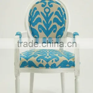 French /European Style Louis XV Bule Flower Chenille Fabric Wooden Dining Arm Chair/Living Leisure Chair(CH-904) thumbnail-2