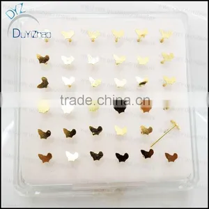 Gold Map Shape Sterling Silver Nose Pins thumbnail-1