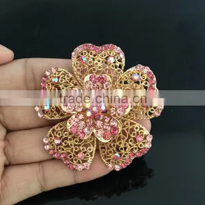 Metal Flower AB Rhinestone Brooch Pin,Color Rhinestone Brooches And Pins For Wedding Imitation thumbnail-5