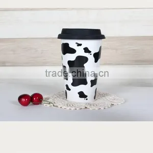 Double Wall Ceramic Travel Mug With Silicone Lid thumbnail-2