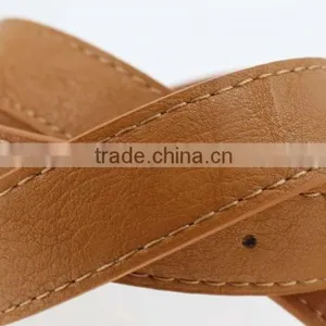 Women's Plain Brown PU Leather Belt With Rhinestone Buckle thumbnail-5