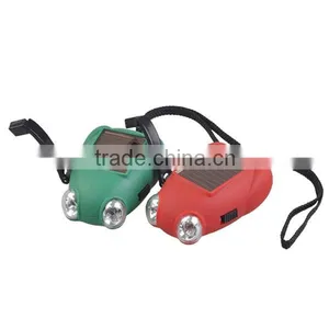 LED Solar Power Hand Cranking Plastic Kids Mini Flashlight thumbnail-3