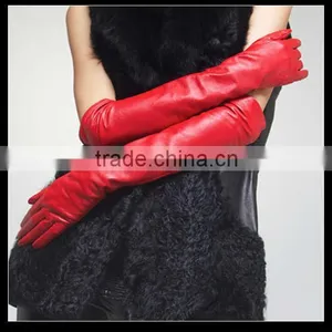 Reversible Ornament Red Classic Long Driving Leather Gloves thumbnail-1