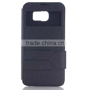 Factory Wholesale Flip Stand Window PU Leather Case For Samsung Galaxy S6 thumbnail-1