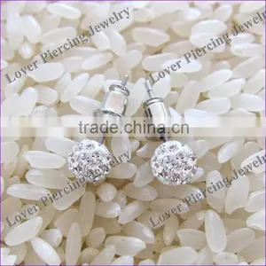With Crystal High Polish Steel Ear Piercing Studs Unique Fashion Rings [FC-870] thumbnail-1