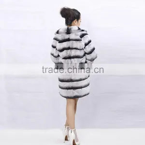 Wholesale Cheap Price Chinchilla Rex Rabbit Fur Jacket thumbnail-4