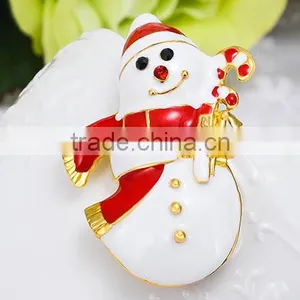 Vintage Red Hat Snowman Hold The X'mas Candy Brooch thumbnail-1