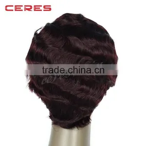 in Stock 100% Human Hair New Style Short Wavy Wig, Different Colors Short Human Hair Wig thumbnail-4