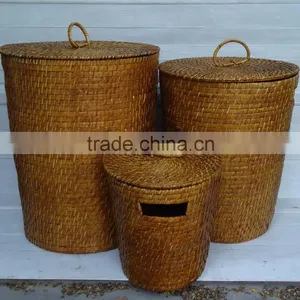 New Style Rattan Laundry Basket With Handles and Lid thumbnail-1