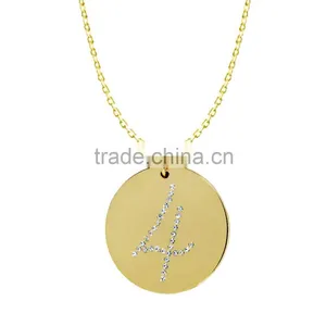 14k Yellow Gold Plating Collection In Number '4' Customize Design Pendants thumbnail-1