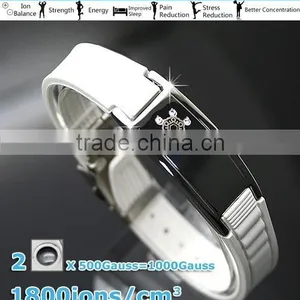Noprobelm D004 Free Shipping Girl Stainless Steel Charm Fashion Energy Magnetic Health Crystal Silicone Bracelets thumbnail-2