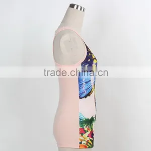 F5S15022 Fashion Design Top Tank Ladies Printed Wholesale Rib Waist China Manufacturer thumbnail-3