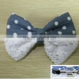 Fashion Lace and Jean Bow Barrette thumbnail-1