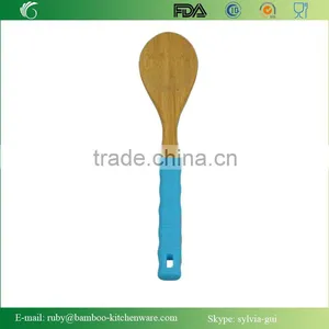 3 Piece Color Silicon Handle Bamboo Wood Kitchen Utensil Food Turner Set thumbnail-4