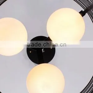 Metal Frame Glass Shade Black Painting Big Hotel Pendant Light thumbnail-4