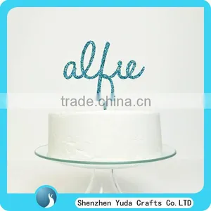 Name Silhouette Cake Topper, Monogram Acrylic Cake Topper thumbnail-4