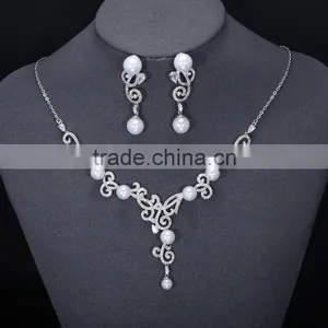 Fashion Dubai Custom Pearl Jewelry Set With Rhodium Plated thumbnail-2