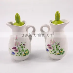 Set Of 2 Kitchen Flower Ceramic Vinegar Oil Pot Jar Container thumbnail-2