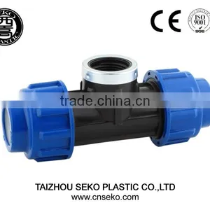 Irrigation PP Compression Fittings Popular Plastic ISO Certificated Female Thread Tee thumbnail-1