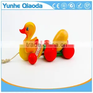 Colorful Pull Along Wiggles Duck With One Egg Wooden Toy Wiggles as You Pull They Make a Fun Baby thumbnail-1