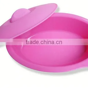 FDA,LFGB Vegetable Foldable Silicone Red Oval Bowl thumbnail-1