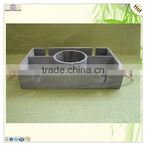 Great Quality Antique Grids Round Hole Compartment Wooden Tray thumbnail-2