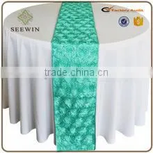 12x108 Fashionable Satin Rosette Table Runner for Wedding Deco and Home Use thumbnail-2