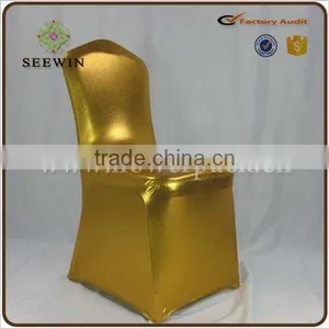 Wholesale Metallic Stamping Gold Spandex Chair Cover for Wedding, Party Decoration thumbnail-1