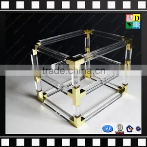 Clear Acrylic Cube 2 Layers Coffee Tables With Metal From Shenzhen Yidong thumbnail-1