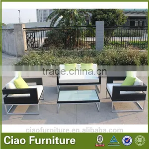 New Design Rattan Sofa 4 pc Leisure Aluminum Frame Outdoor Furniture Used Garden Sofa Set thumbnail-2