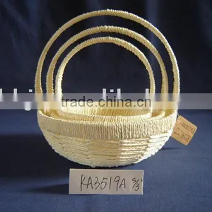 Round Woven Paper Rope Portable Storage Basket thumbnail-1