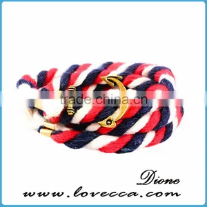 Colorful Handmade Mens Anchor Rope Bracelet Wholesale thumbnail-2