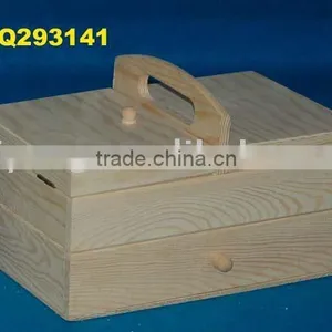 Customized Natural Wooden Sewing Tool Box thumbnail-1