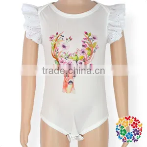 New Design Cotton Boutique Clothing Little Girls Lace Flutter Sleeve Rompers Summer Baby Girls Beach Romper thumbnail-5