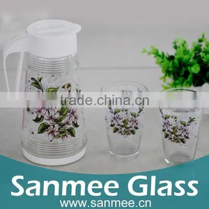 Pink Flower Design Heat Transfer Printed 2L Glass Jug Set thumbnail-1