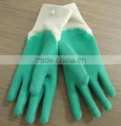 Green Latex Garden Glove,crinkle Finish,open Back, Knit Wrist, thumbnail-1