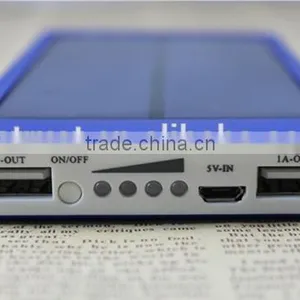 8000mAh Rectangle Shape Solar Panel Power Bank With Lights thumbnail-2