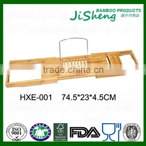 China Wholesales 100% Moso Natural Bamboo Bathtub Shower Caddy thumbnail-1