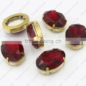 Factory Price DZ-3002 Decorative Lead Free Oval Light Siam Crystal Stone for Garment Accessories thumbnail-3