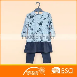 Baby Clothes AOP Horses Cashmere Kids Girls Tops With Skirt Hem +Legging,Clothing Set thumbnail-1