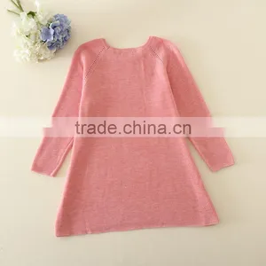 Kids CNY Sweater Dresses, Black Knitting Girl's Sweater, Round Collar Long Sleeve Valentine's Day Sweater Dress thumbnail-3