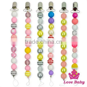 8NZ441-2 Lovebaby Wholesale Colorful Plastic Candy Chunky Multicolored Pearls With Metal Pacifier Clip thumbnail-3