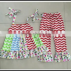 2016 Easter Outfits Girls Polka Dots and Chevron Dress and Pants Cute Easter Clothing Toddle Girls Outfits Hot Sale Spring Sets thumbnail-4