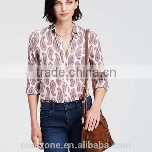 Fashion Elegant Mature Long Sleeve Floral Print Blouse for Middle Aged Women thumbnail-2
