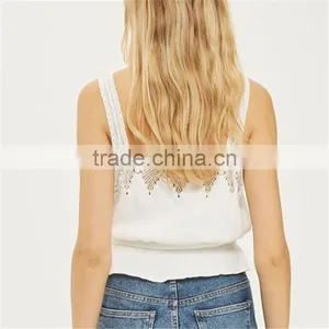 Wholesale European Style Crochet Sleeveless Ladies Camisole Tops 2017 thumbnail-3