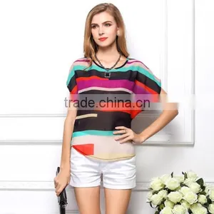 2017 Ladies Shirts Blouses Chiffon Women Short Sleeve Blouses thumbnail-3