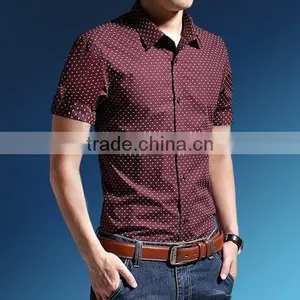 2015 Men Slim Fit Shirts Short Sleeve Wholesale thumbnail-1
